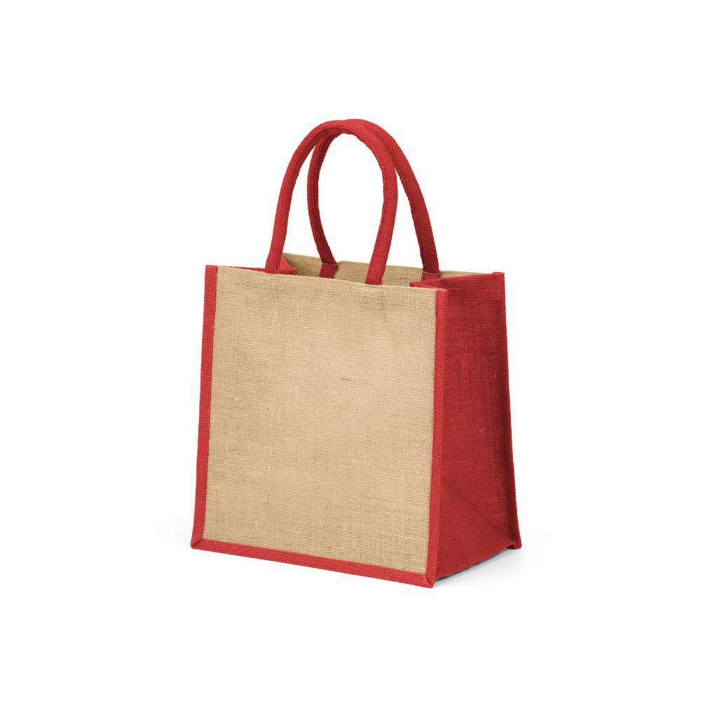 Nuptse Einkaufstasche aus Jute, 34cm Henkel - Rot