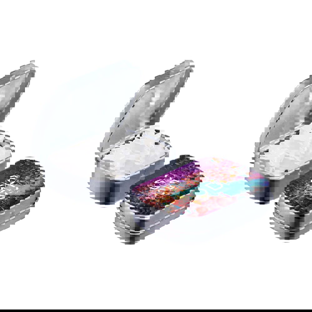 Mini Klappdeckeldose mit Form Pfefferminz - Silber