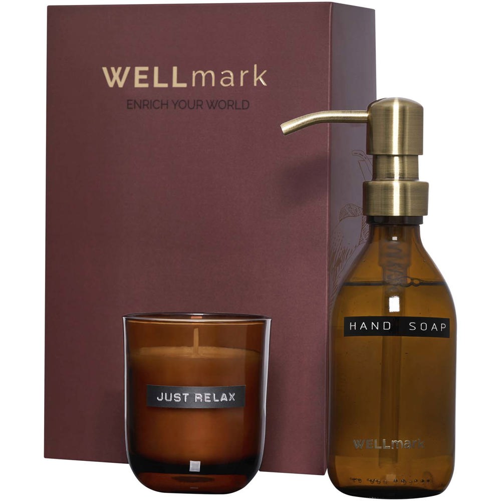 Wellmark Discovery 250 ml Handseifenspender und 150 g Duftkerze im Set - Maroon rot
